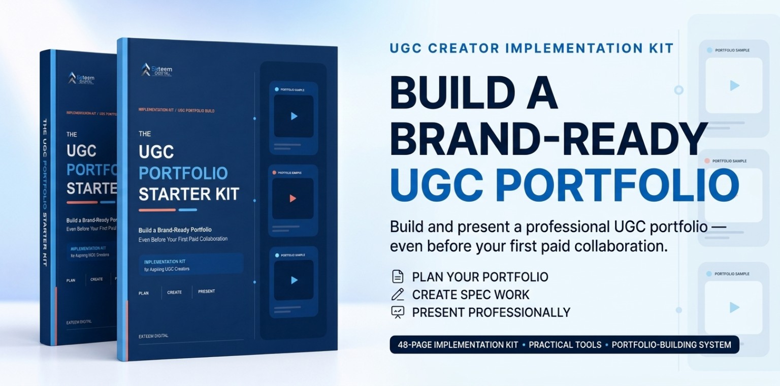Build a brand-ready UGC portfolio — plan your portfolio, create spec work, present professionally. 48-page implementation kit with practical tools and a portfolio-building system.
